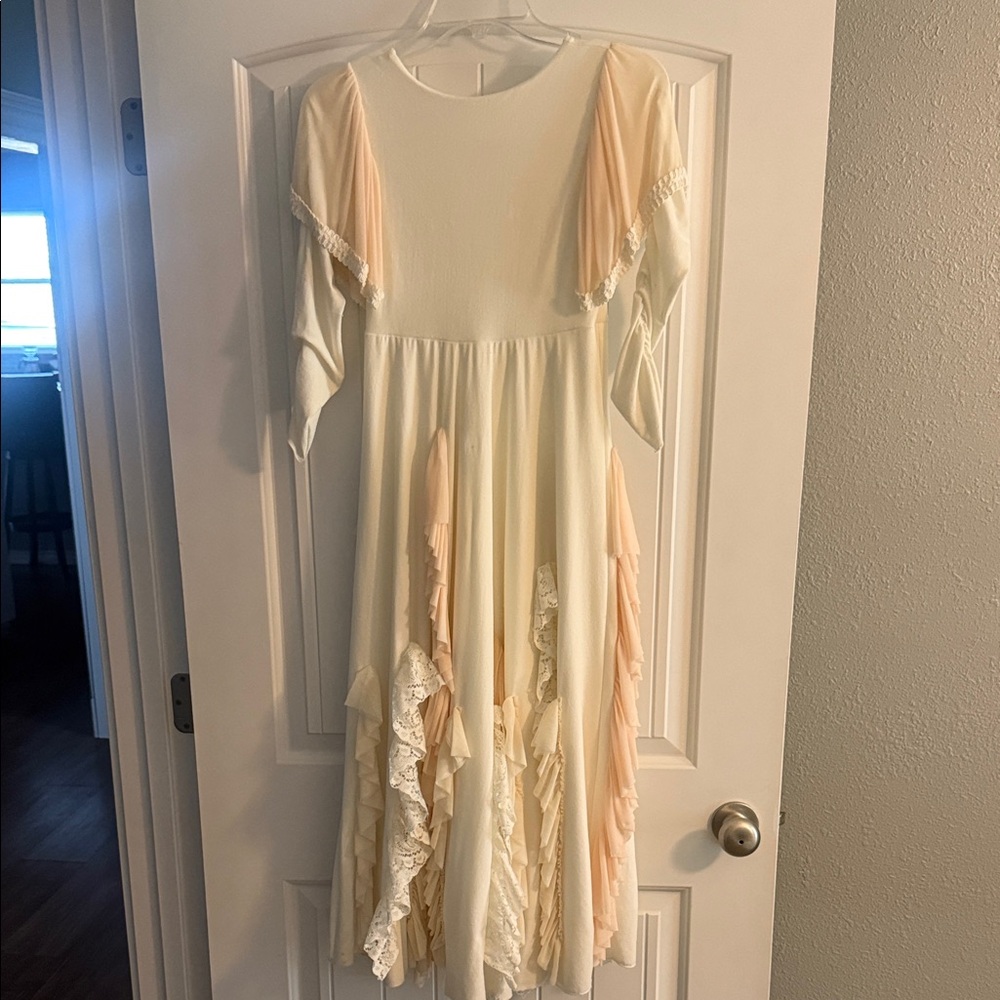 Dollcake Cream and Blush Ruffle Formal Dress for Girls